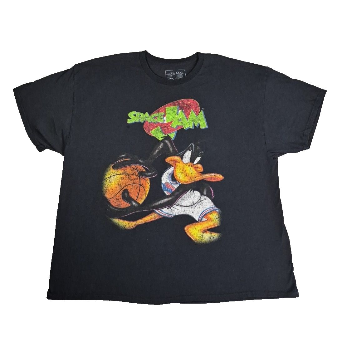 Space Jam Daffy Duck Basketball T-Shirt Mens Size 3xl Black Graphic Print Cotton